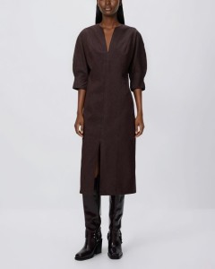 Sukienka z rozcięciem - brązowy