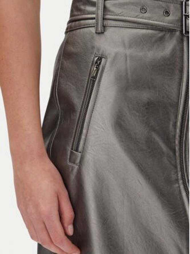 DKNY Spódnica z imitacji skóry P4JN6XIM Srebrny Regular Fit