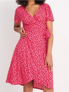 Kopertowa sukienka z wiązaniem i kwiatowym printem - wielobarwny