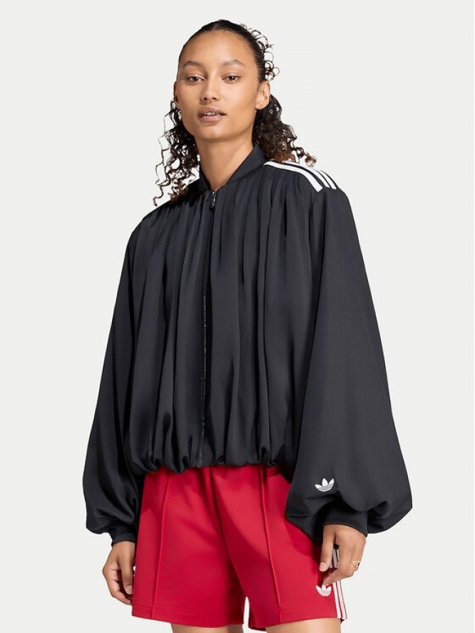 adidas Bluza Satin Pleated Track Top LG4081 Czarny Relaxed Fit