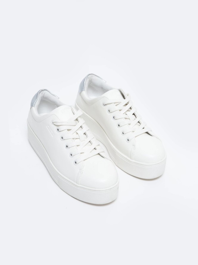 Sneakersy damskie ze skóry ekologicznej białe OO274277 101