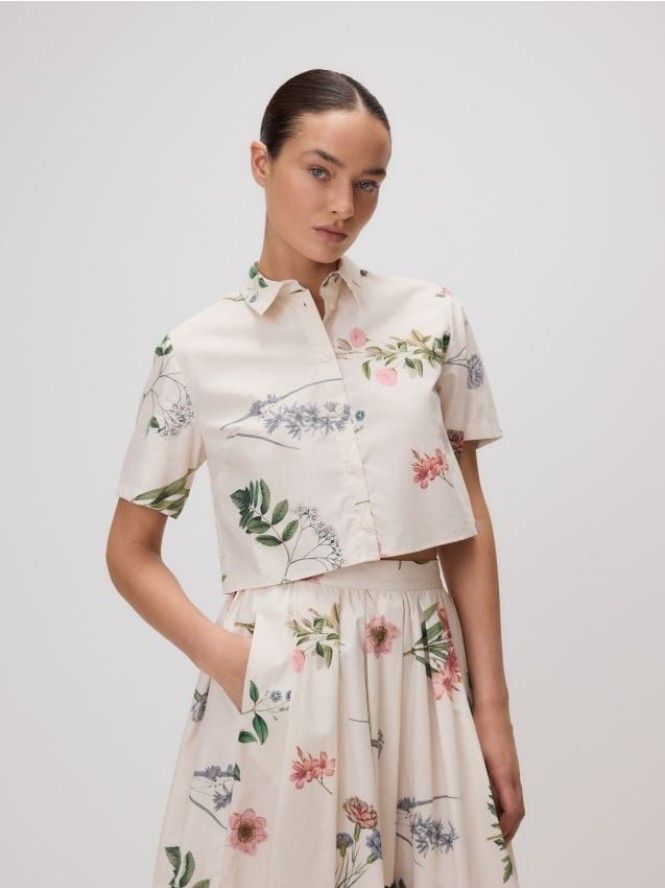 Krótka koszula z bawełny - wielobarwny