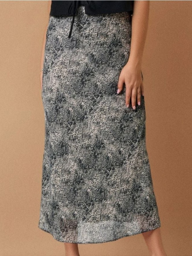 Spódnica midi w zwierzęcy wzór - wielobarwny