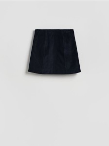 Spódnica mini z przeszyciami - granatowy
