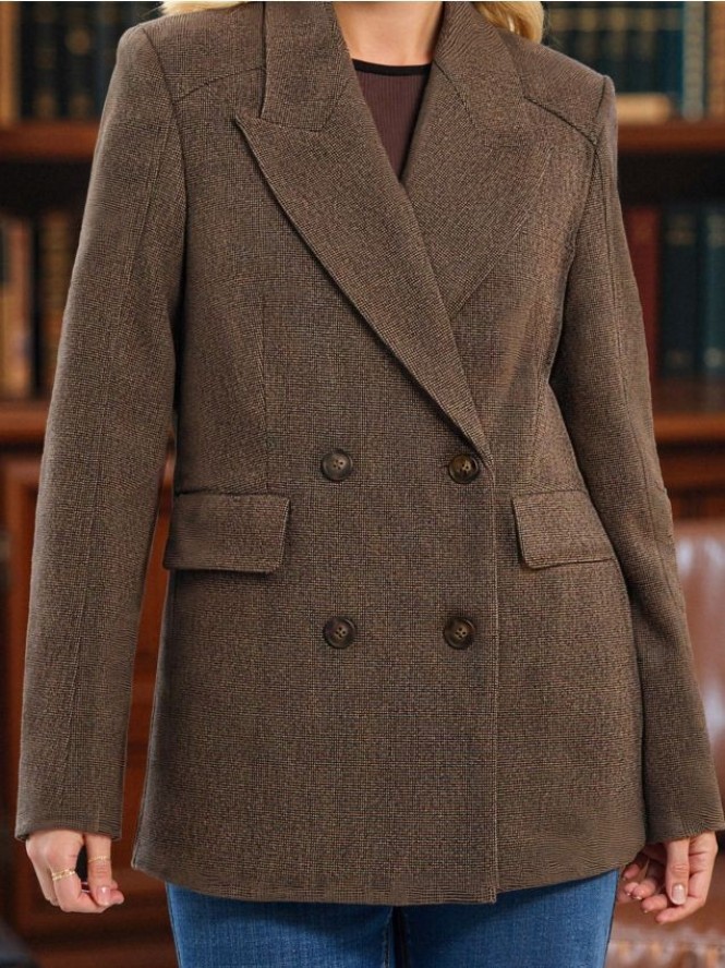 Klasyczny płaszcz dwurzędowy - beżowy