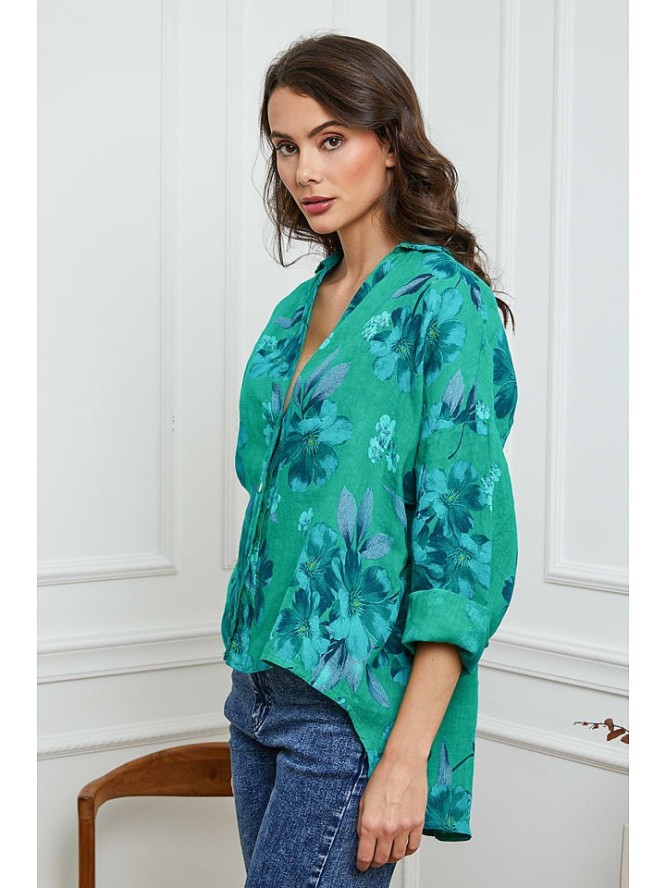 Joséfine Lniana koszula w kolorze zielonym rozmiar: S