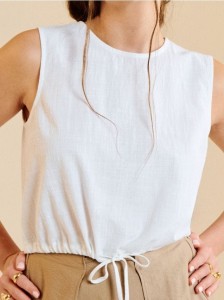 Bawełniana bluzka bez rękawów - biały