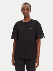 TWINSET T-Shirt 251TT2410 Czarny Relaxed Fit