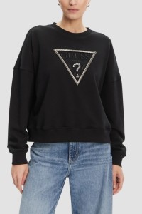 GUESS Czarna damska bluza z cyrkoniami Rachele, Rozmiar XS
