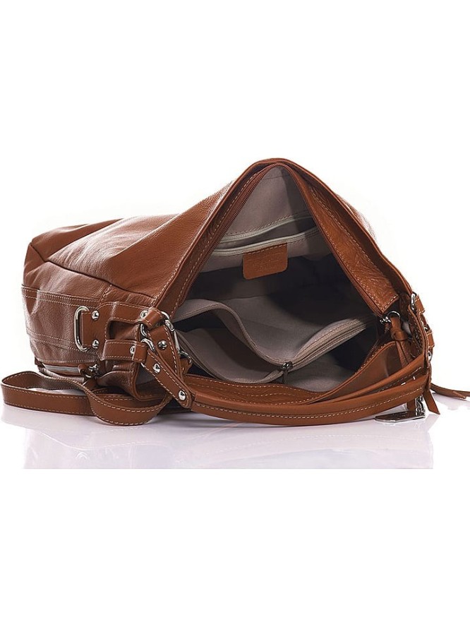 Anna Morellini Skórzana torebka "Ingrid" w kolorze jasnobrązowym - 36 x 39 x 16 cm rozmiar: onesize