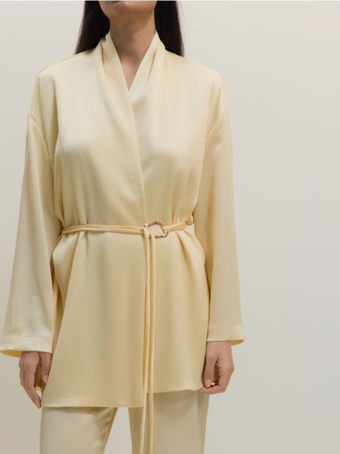 Marynarka z ozdobnym wiązaniem - jasnożółty