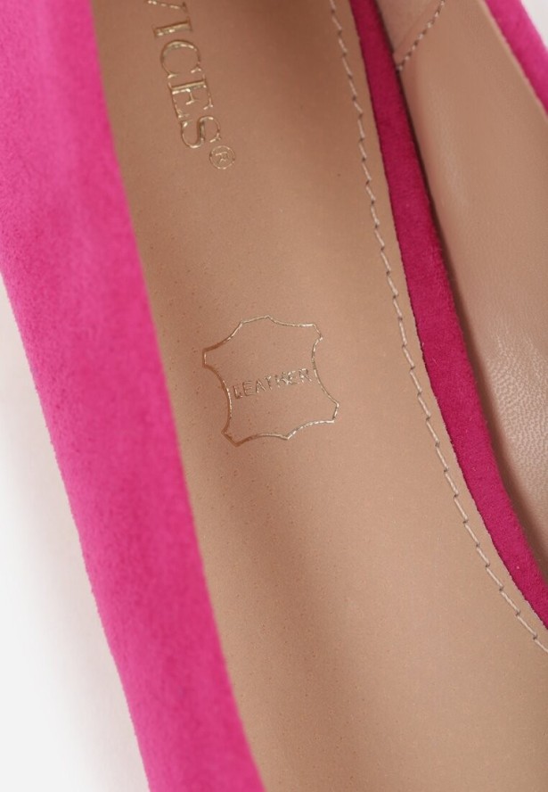 Fuksjowe Czółenka Vices z Wkładką ze Skóry Naturalnej i Metaliczną Aplikacją Edilania