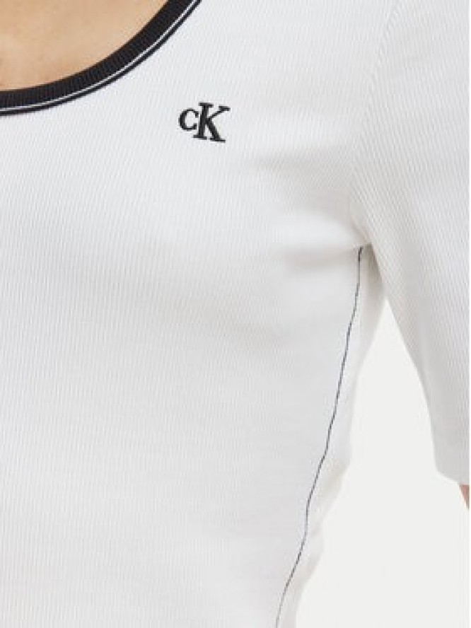 Calvin Klein Jeans T-Shirt LV047F247G Biały Slim Fit