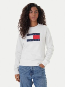 Tommy Jeans Bluza Flag DW0DW22564 Écru Regular Fit