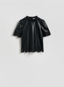 Bluzka z ażurowym wzorem - czarny