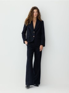 Spodnie z wełną - granatowy