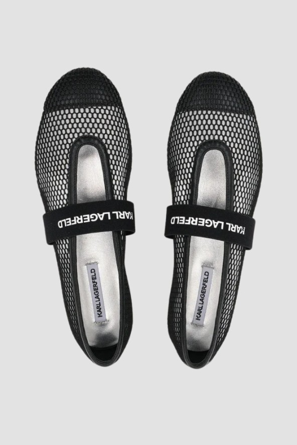 KARL LAGERFELD Czarne damskie baleriny KARO, Rozmiar 37