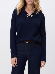 Sweter z wełną - granatowy