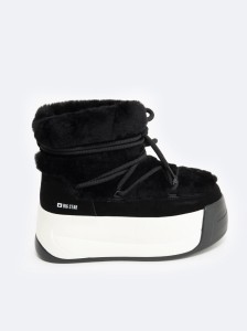 śniegowce damskie z futrem i domieszką skóry naturalnej czarne OO274A206 906