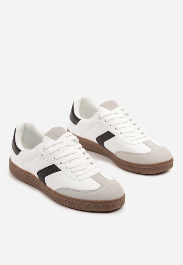 Białe Sneakersy w Stylu Tenisówek z Perforacją Aranaria