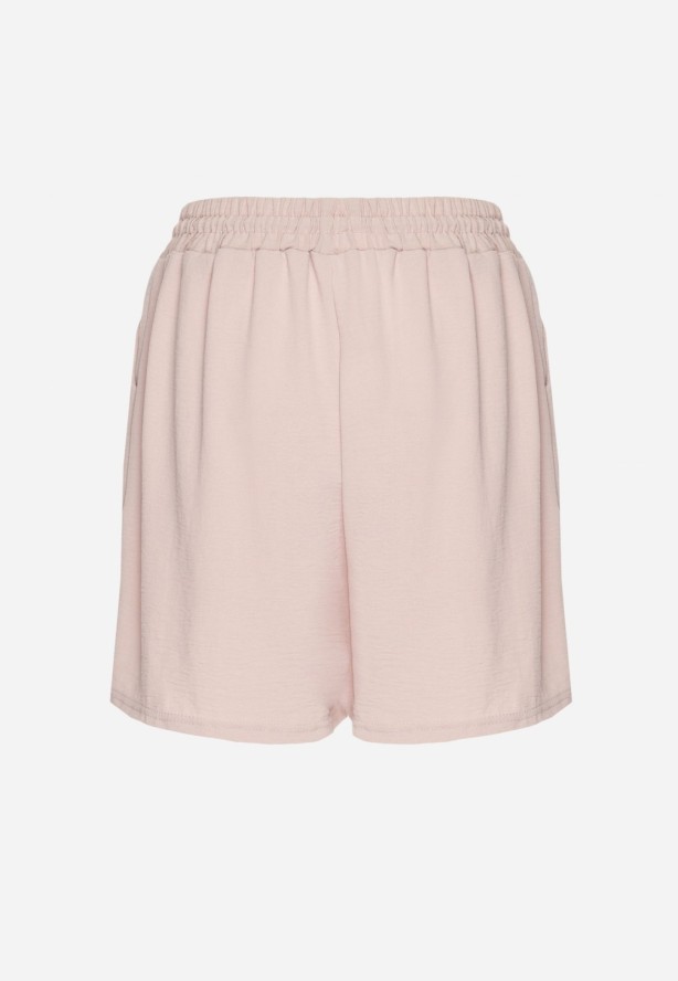 Beżowe Szorty z Wiskozą High Waist Puvione