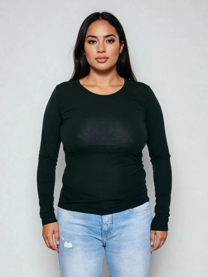 Bluzka damska z bawełny supima czarna Supiclassicala 906