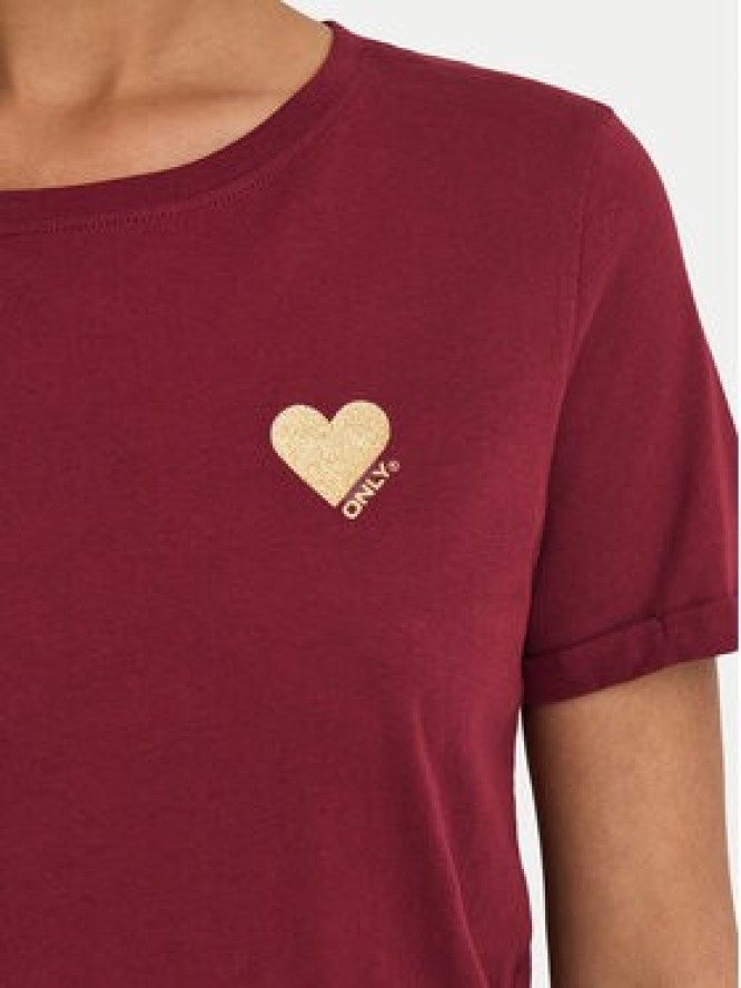 ONLY T-Shirt Kita 15244714 Bordowy Regular Fit
