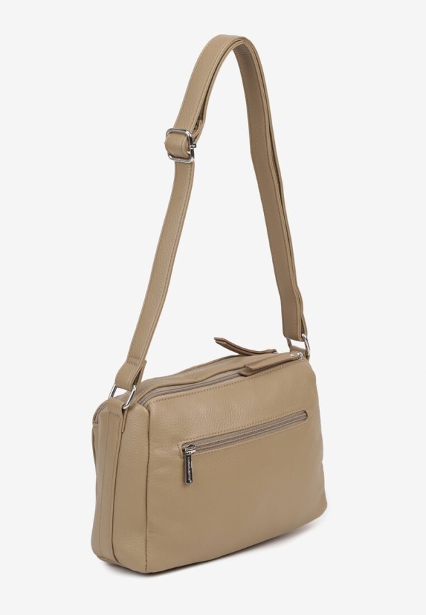 Ciemnobeżowa Trzykomorowa Torebka Listonoszka Jenanissea