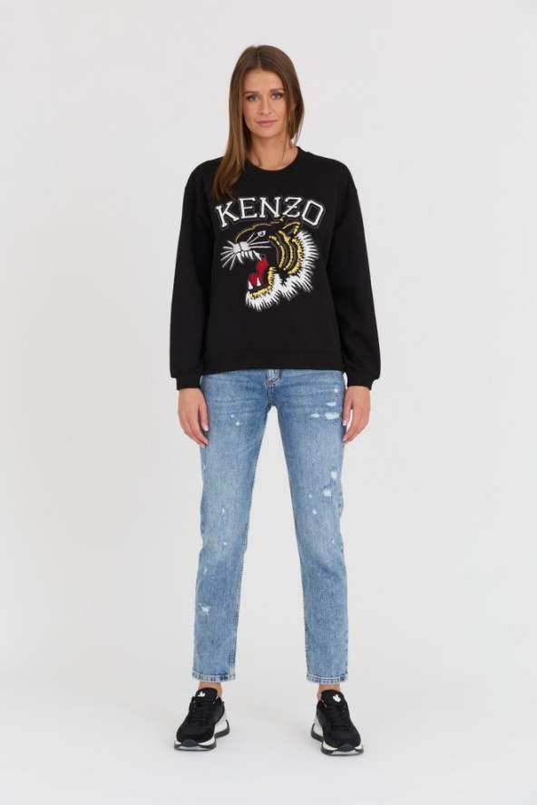 KENZO Czarna damska bluza TIGER VARSITY JUNGLE CREW-NEC, Rozmiar XS