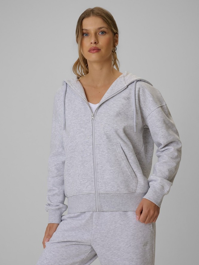 4F Bluza dresowa rozpinana z kapturem damska - szara S