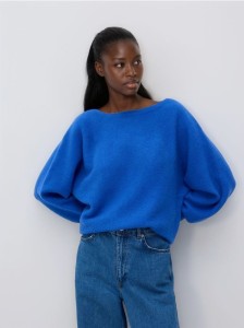 Sweter z domieszką wełny - niebieski