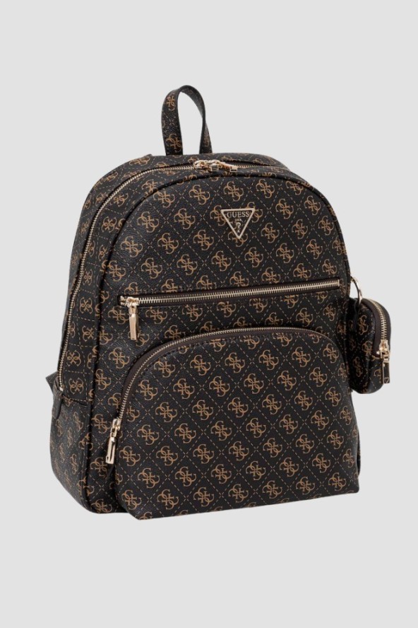 GUESS Brązowy damski logowany plecak Power Play II