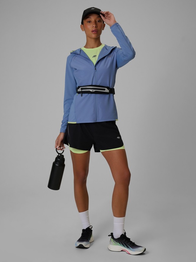 4F Bluza do biegania regular z kapturem damska - niebieska XL