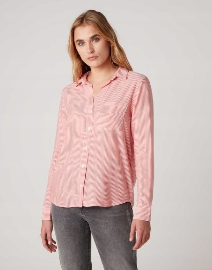 WRANGLER 1PKT STRIPE SHIRT DAMSKA KOSZULA BITTERSWEET RED W5R4TIXBO 112130312