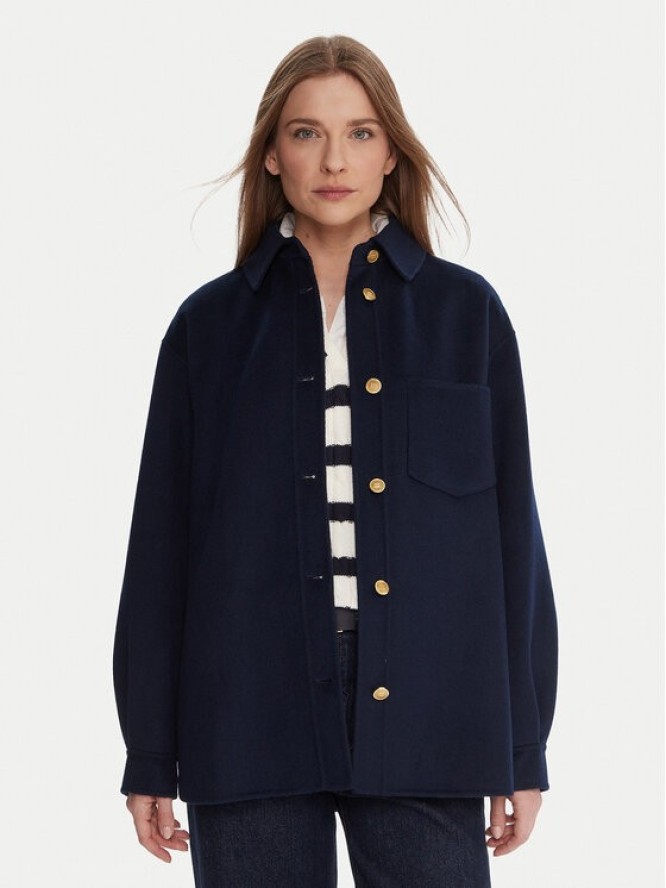 Tommy Hilfiger Płaszcz wełniany WW0WW46558 Granatowy Relaxed Fit