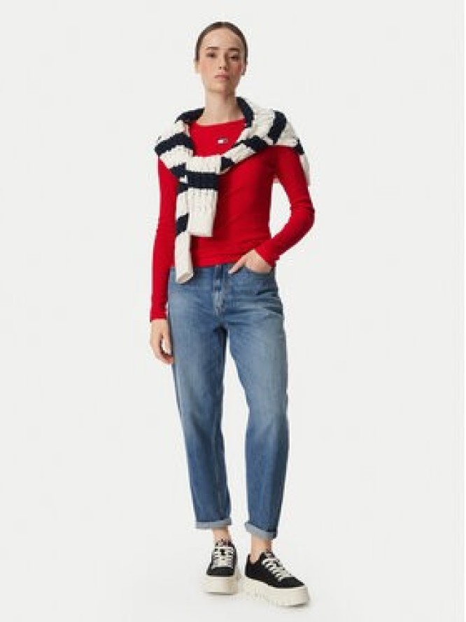 Tommy Jeans Bluzka DW0DW20178 Czerwony Slim Fit
