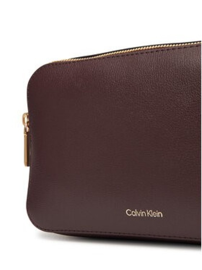 Calvin Klein Torebka Foil Logo Elongated Camera Bag LV04F3276G Bordowy
