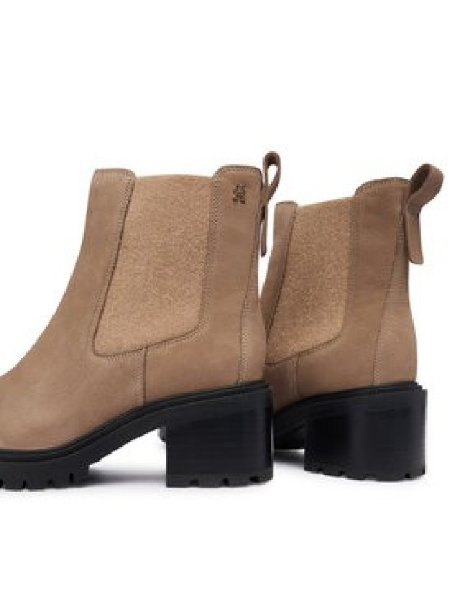 Tommy Hilfiger Botki Th Nubuck Chelsea Cleated Heel FW0FW09158 Beżowy