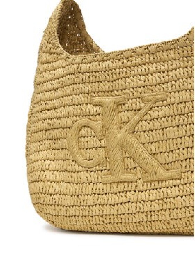 Calvin Klein Torebka Bold Ck Raffia Lg Shoulder Bag LV04F3448G Beżowy
