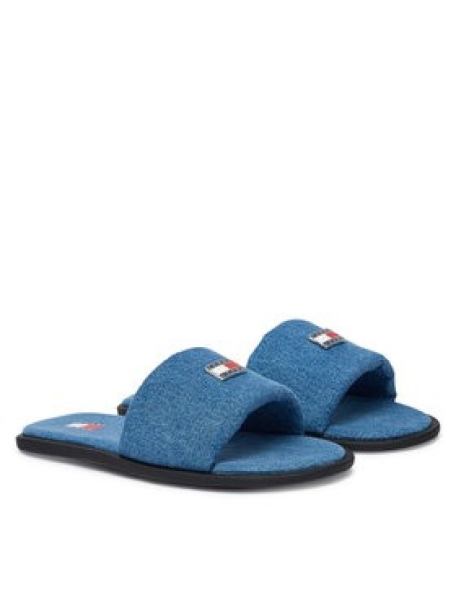Tommy Jeans Klapki Tjw Padded Denim Casual Slide EN0EN03020 Niebieski