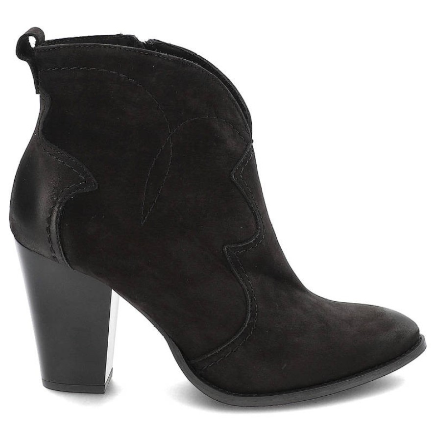 Czarne Kowbojki Clasicco Eleganckie Skórzane Botki Na Obcasie