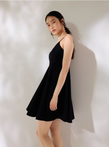 Bawełniana sukienka mini - czarny