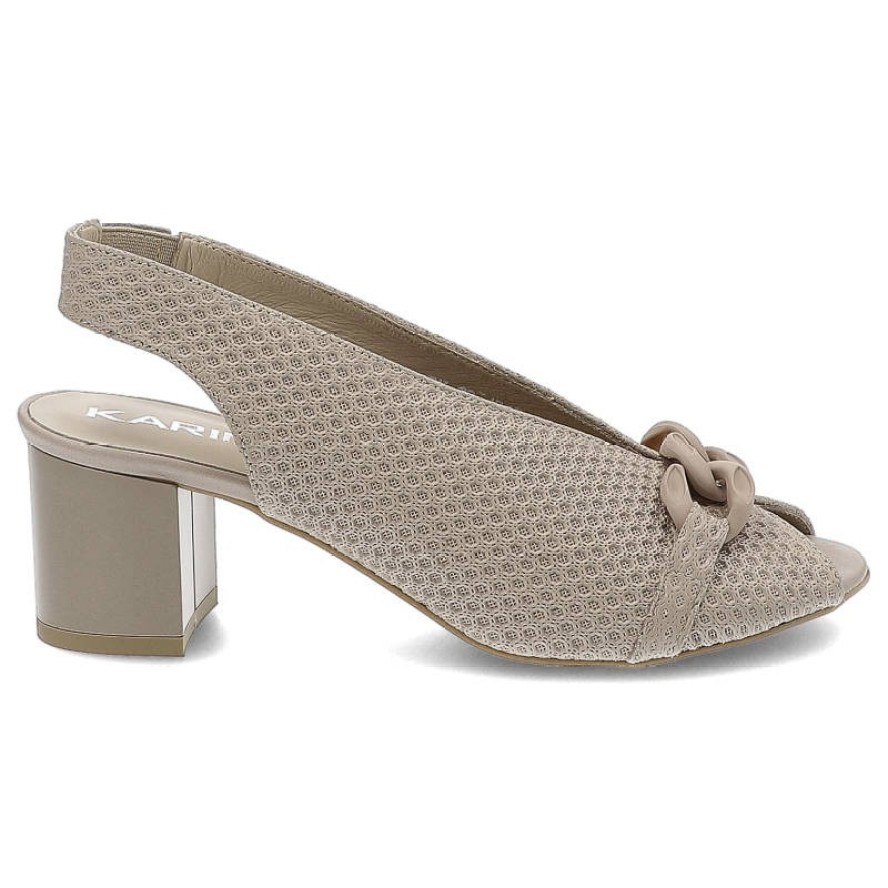 Beżowe Sandały Karino Eleganckie Buty Damskie Na Obcasie