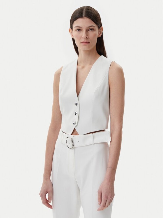 HUGO Kamizelka 50537760 Biały Slim Fit