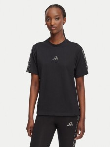 adidas T-Shirt Seasonal Essentials Animal Print 3-Stripes KH1550 Czarny Regular Fit