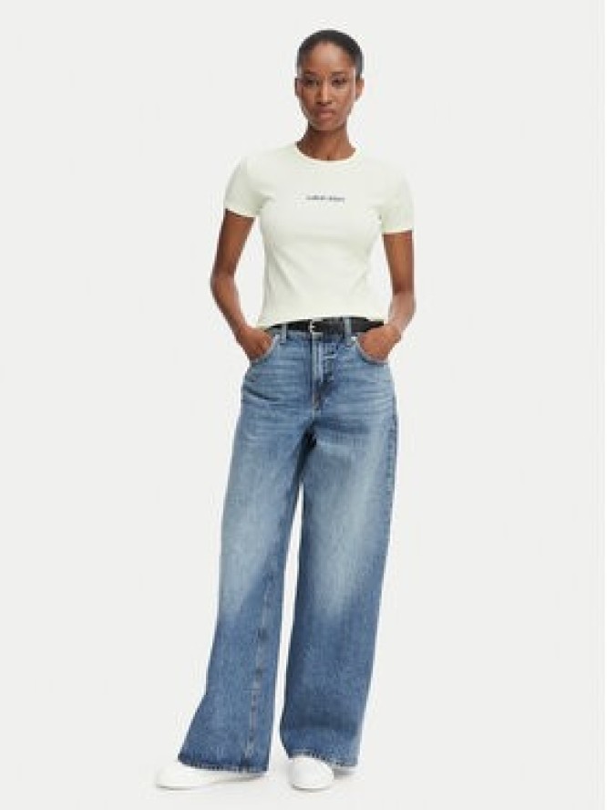 Calvin Klein Jeans T-Shirt LV047G816G Kremowy Slim Fit