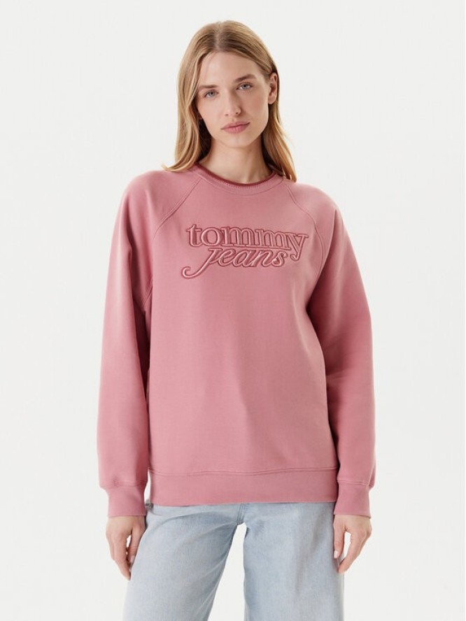 Tommy Jeans Bluza Script DW0DW21196 Różowy Regular Fit