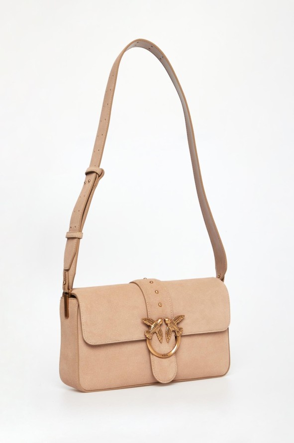Torebka damska zamszowa skóra Love One Classic Slouchy Suede PINKO