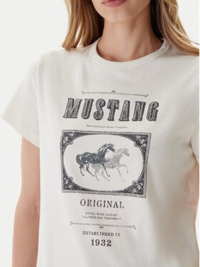 Mustang T-Shirt Rosewood 1016758 Écru Regular Fit