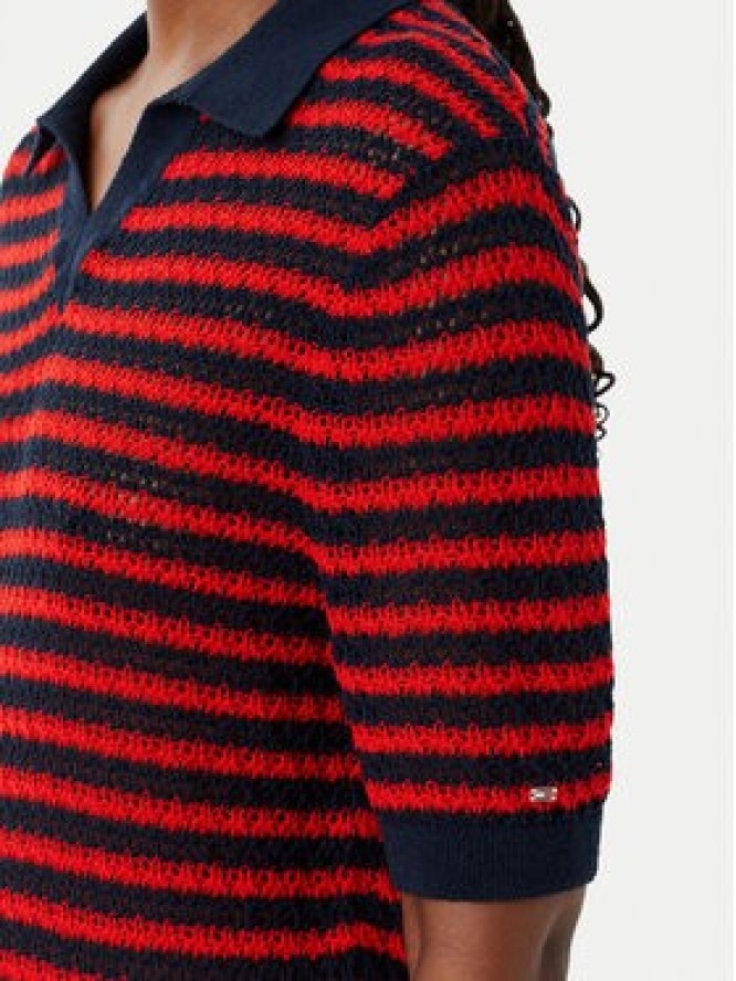 Tommy Hilfiger Polo Pointelle WW0WW50060 Czerwony Regular Fit